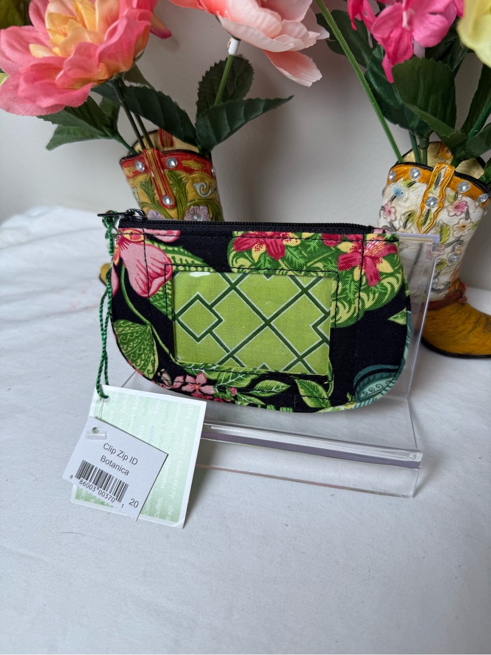 NWT Vera Bradley Botanica Clip Zip ID RETIRED New